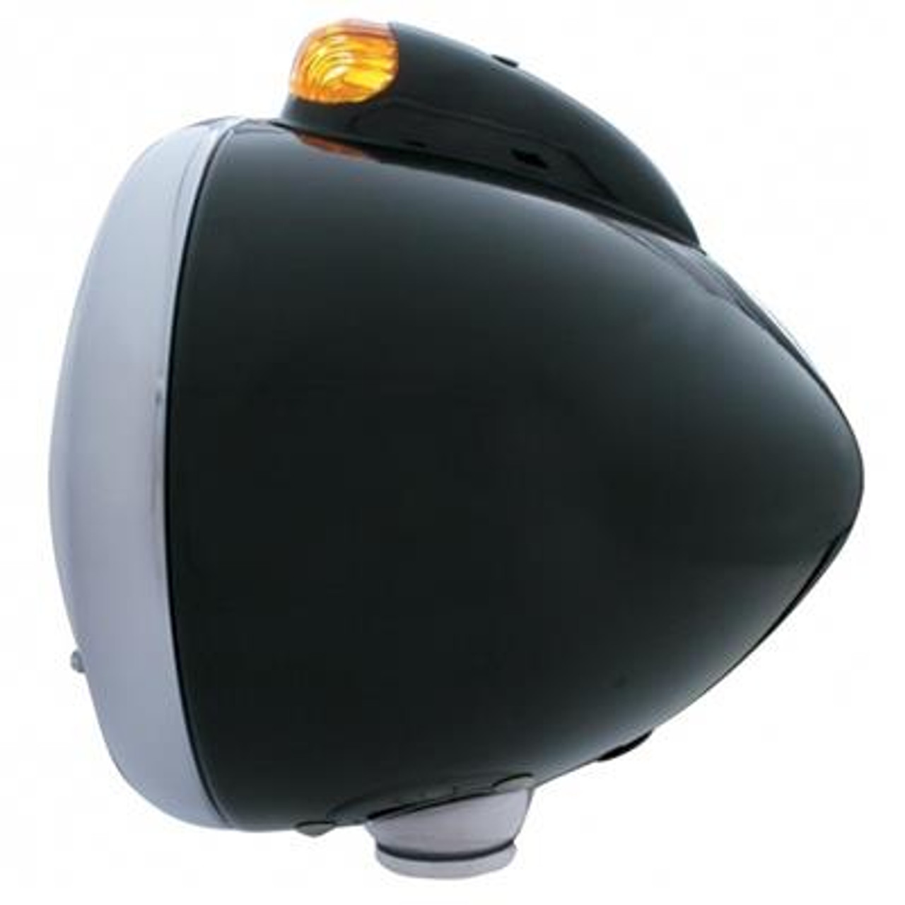 Black Guide 682-C Headlight H4 With White LED & Dual Mode LED Signal - Amber Lens