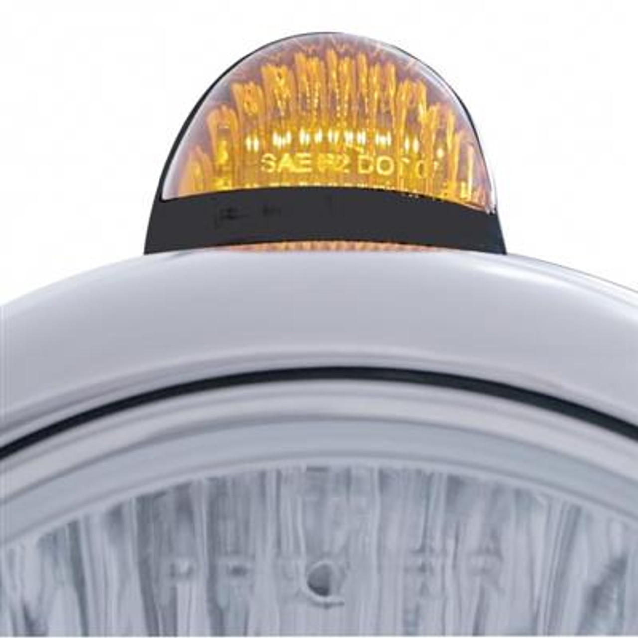 Black Guide 682-C Headlight 6014 & Dual Mode LED Signal - Amber Lens