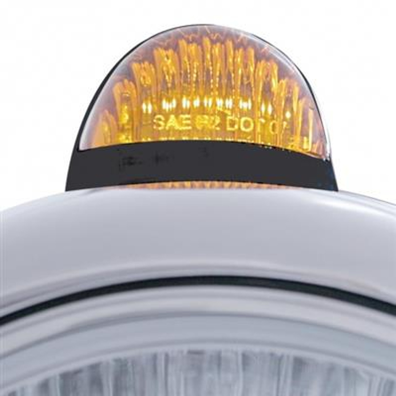 Black Guide 682-C Headlight H4 With 10 Amber LED & Dual Mode LED Signal - Amber Lens