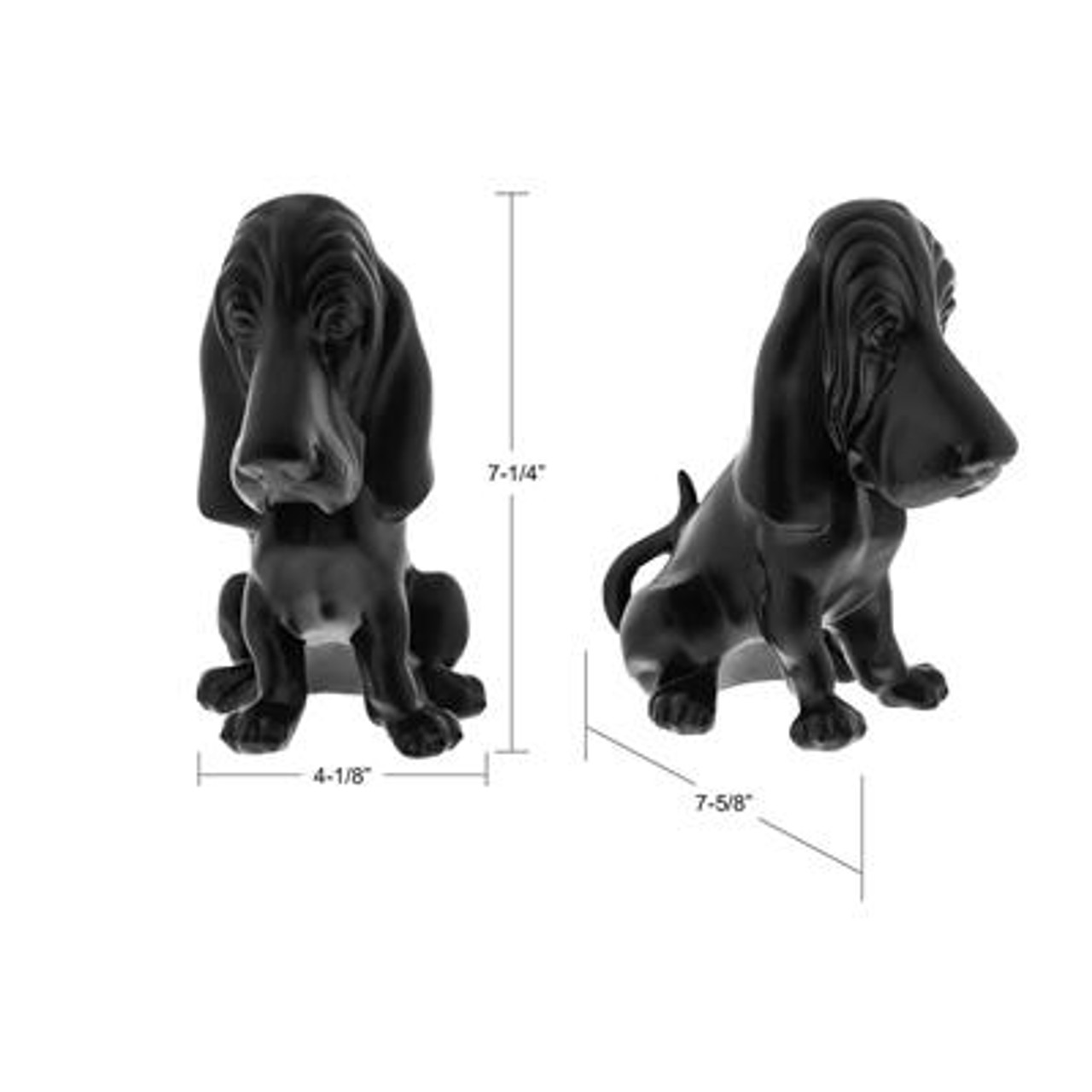 Die-Cast Bassett Hound Hood Ornament - Matte Black