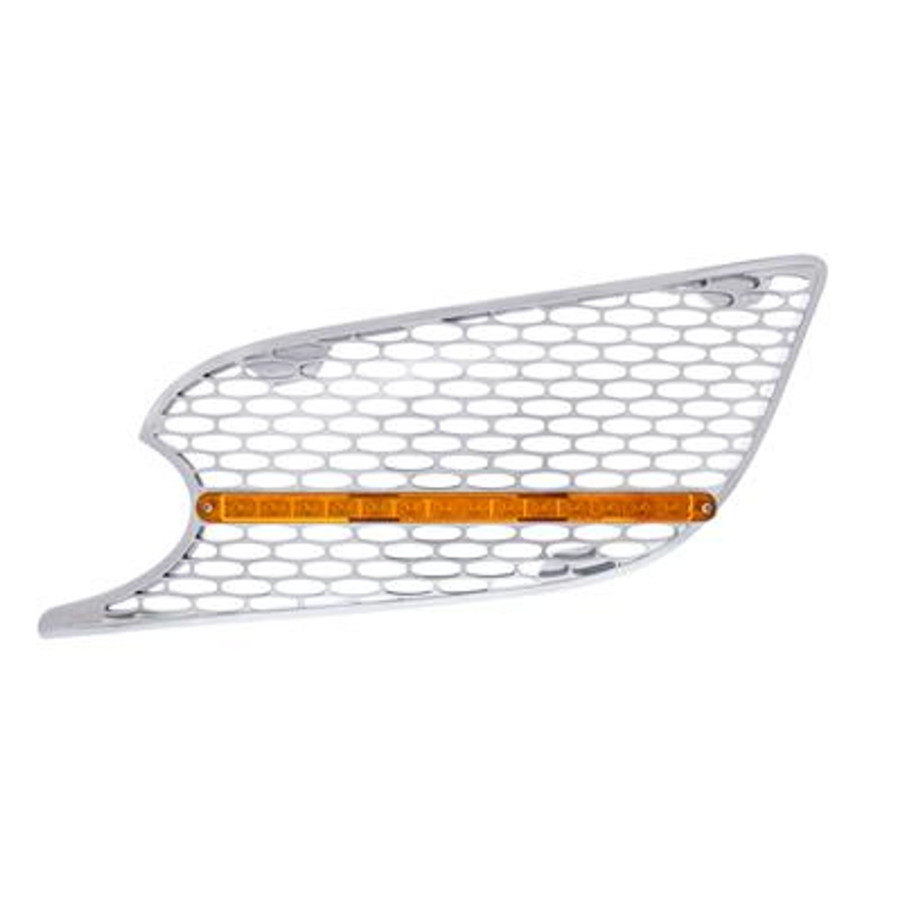 Chrome Air Intake Grille With LED Light For 2012-2021 Peterbilt 579 (Driver) - Amber LED/Amber Lens