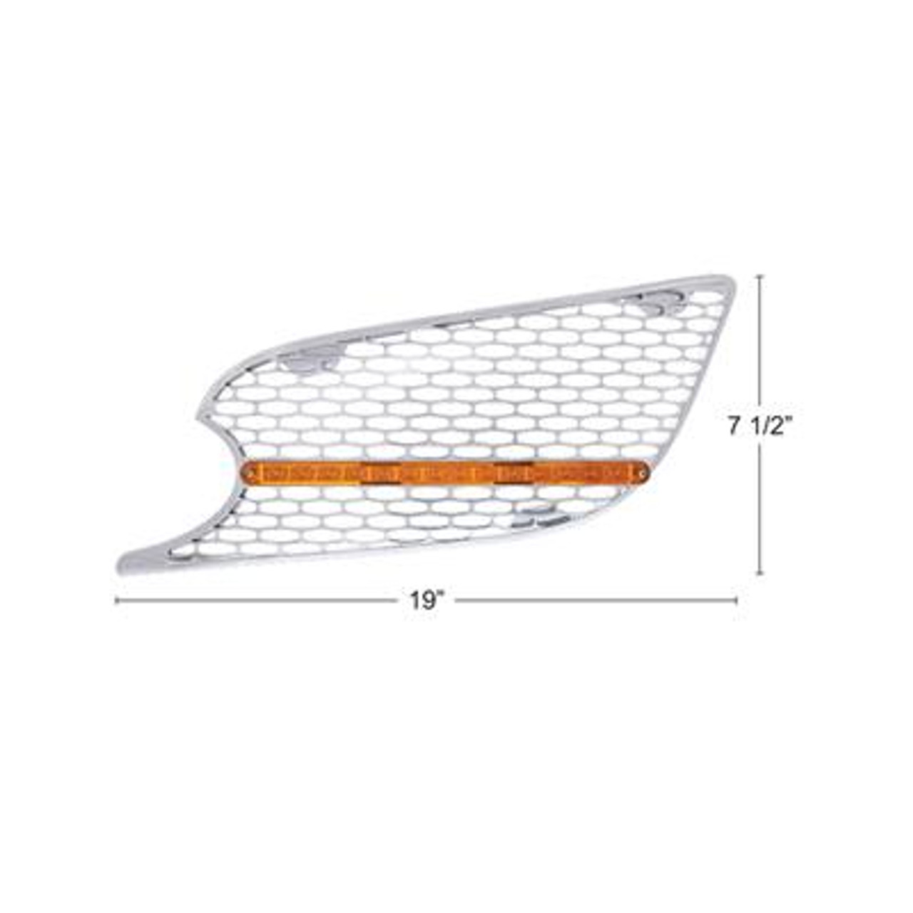 Chrome Air Intake Grille With LED Light For 2012-2021 Peterbilt 579 (Driver) - Amber LED/Amber Lens