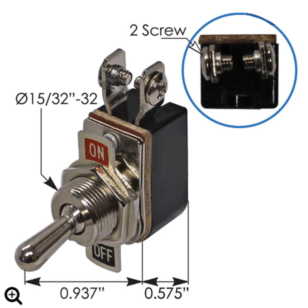 Toggle Switch On/Off w/Side Terminals