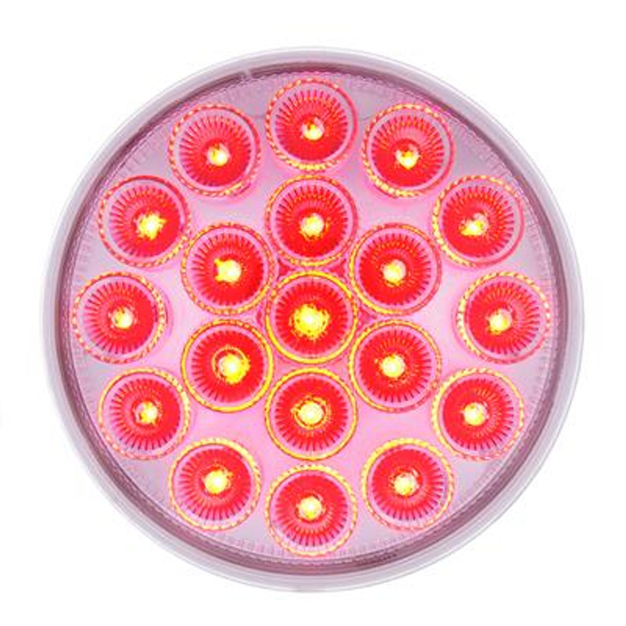 19 LED 4" Round Double Fury (Stop, Turn, Tail) With Warning Light - Red & Amber LED/Clear Lens