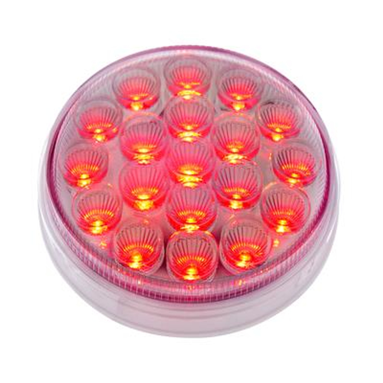 19 LED 4" Round Double Fury (Stop, Turn, Tail) With Warning Light - Red & Amber LED/Clear Lens