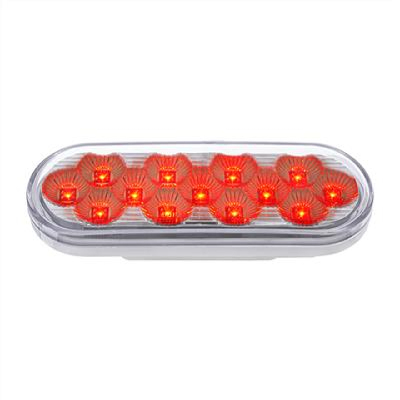 13 LED 6" Oval Double Fury (Stop, Turn & Tail) With Warning Light - Red & Amber LED/Clear Lens