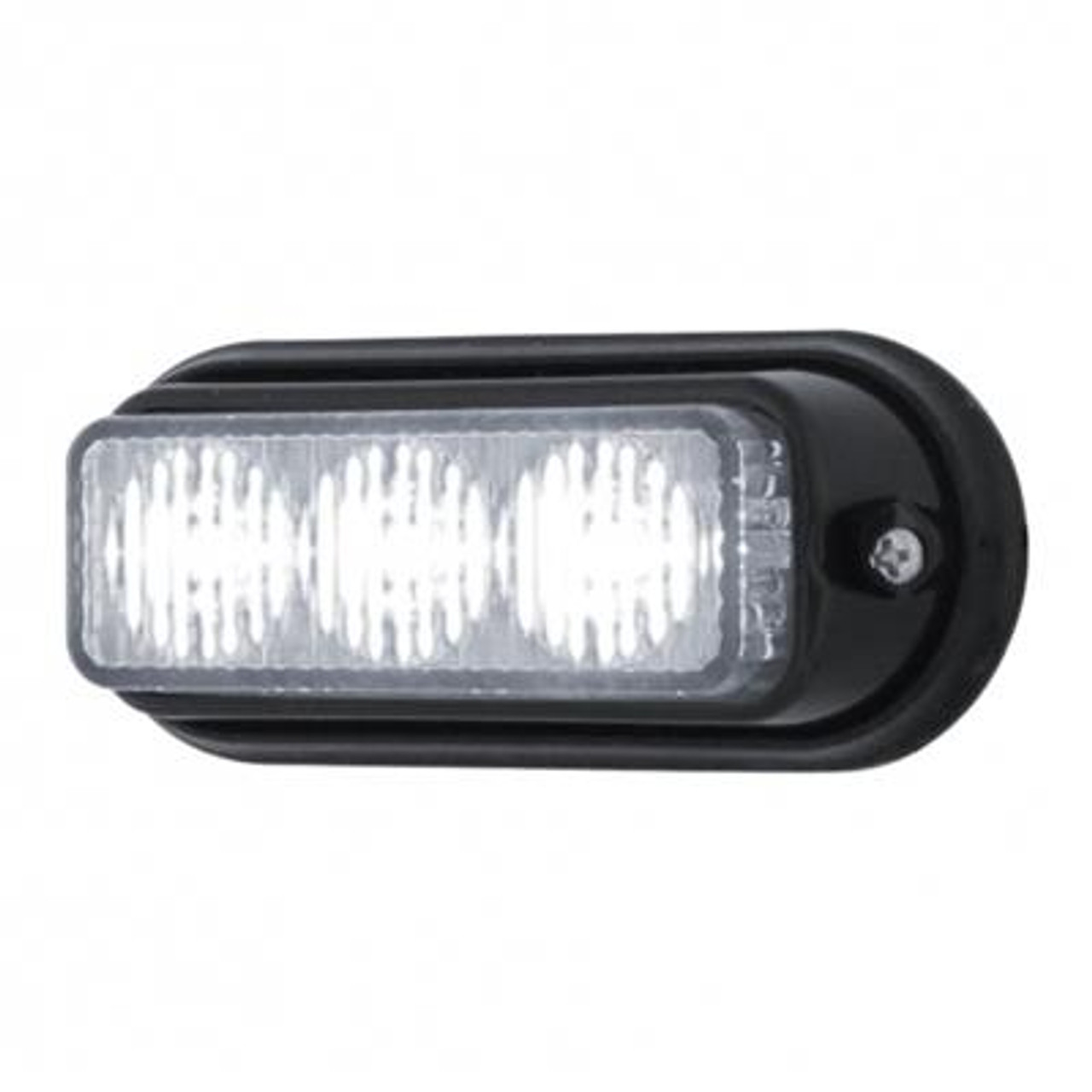 3 LED Warning Light With Black Bezel - White LED (Bulk)