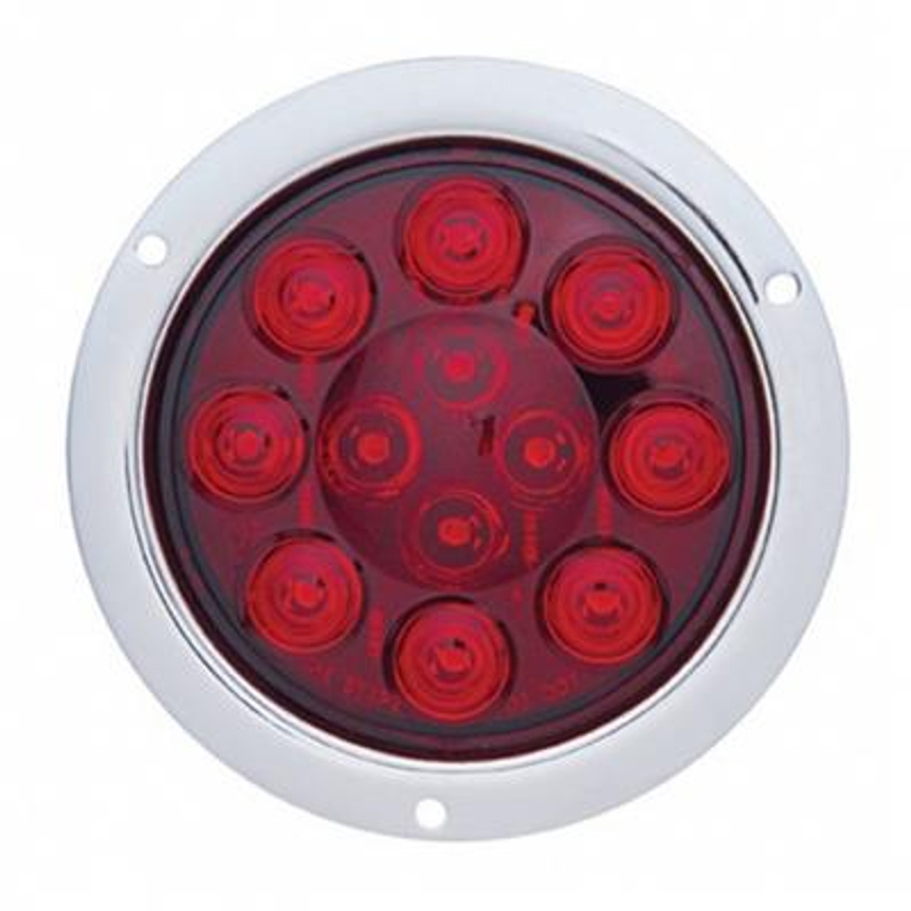 12 LED 4" Round Flange Mount Light (Stop, Turn & Tail) - Red LED/Red Lens (Bulk)