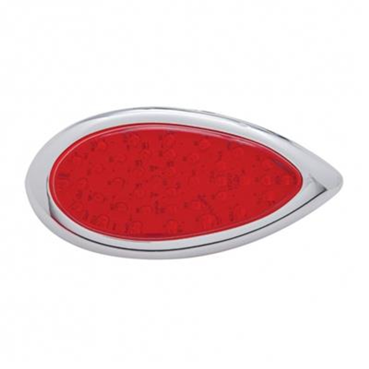 39 LED "Teardrop" Light With Bezel (Stop, Turn & Tail) - Red LED/Red Lens