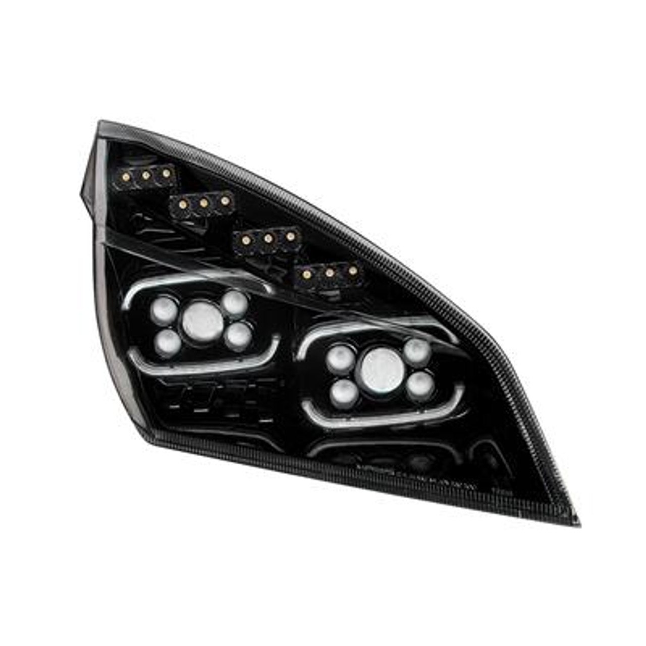 Black 10 LED Projector Headlight With LED Sequential Turn & DRL For 2018-2022 Cascadia - Passenger