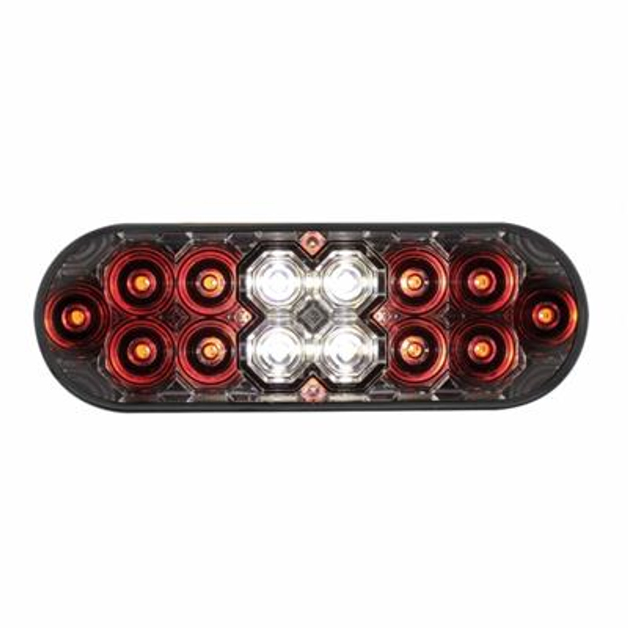 6" Oval Combo Light With 14 LED Stop, Turn & Tail & 16 LED Back-Up - Red LED/Clear Lens