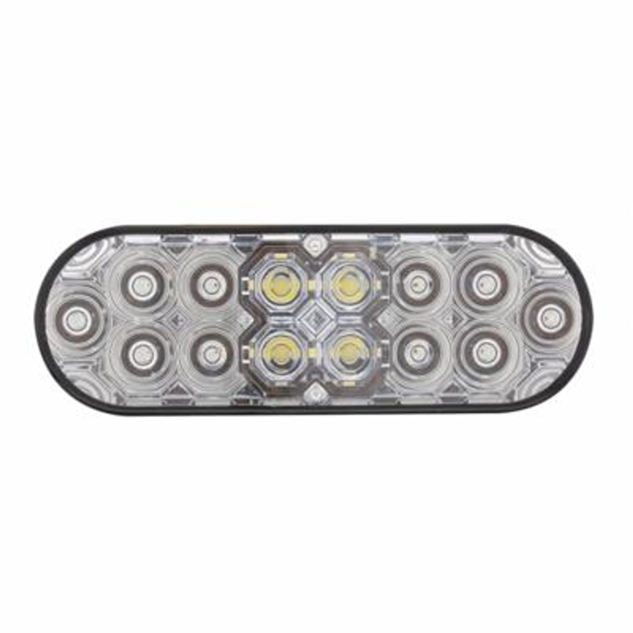 6" Oval Combo Light With 14 LED Stop, Turn & Tail & 16 LED Back-Up - Red LED/Clear Lens