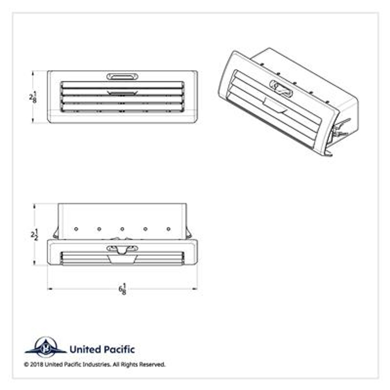 Chrome Plastic A/C Vent For 2008-2017 Freightliner Cascadia - Center/Adjustable