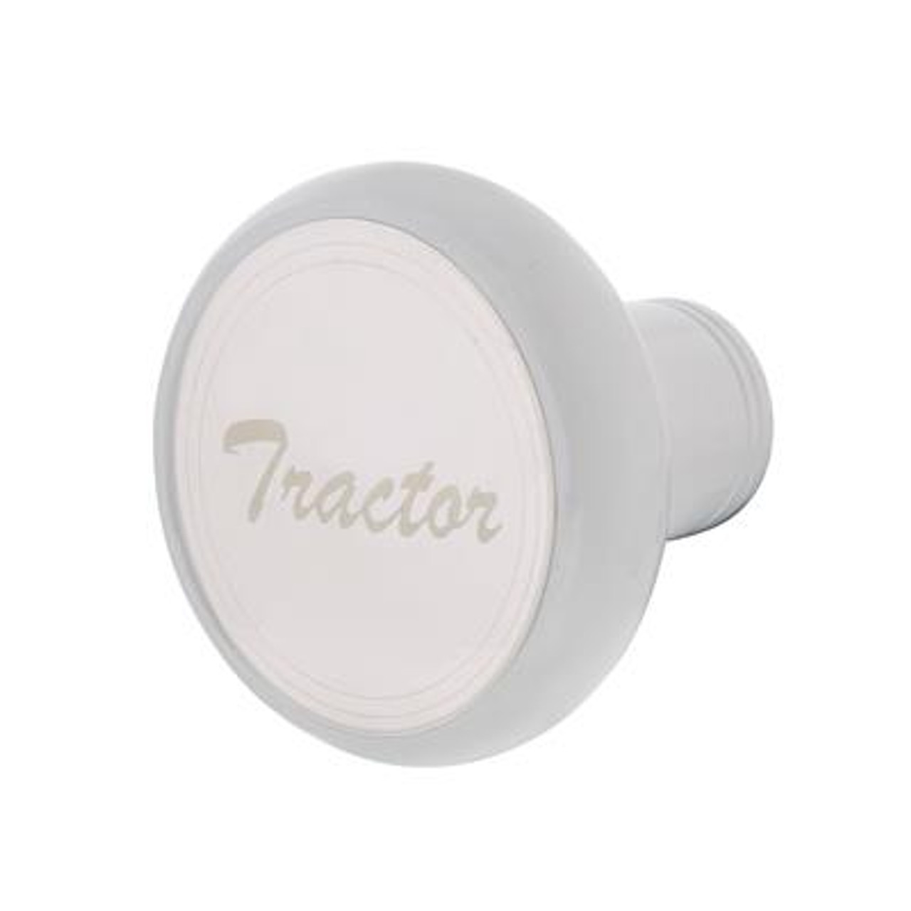 "Tractor" Deluxe Aluminum Screw-On Air Valve Knob With Stainless Plaque - Pearl White