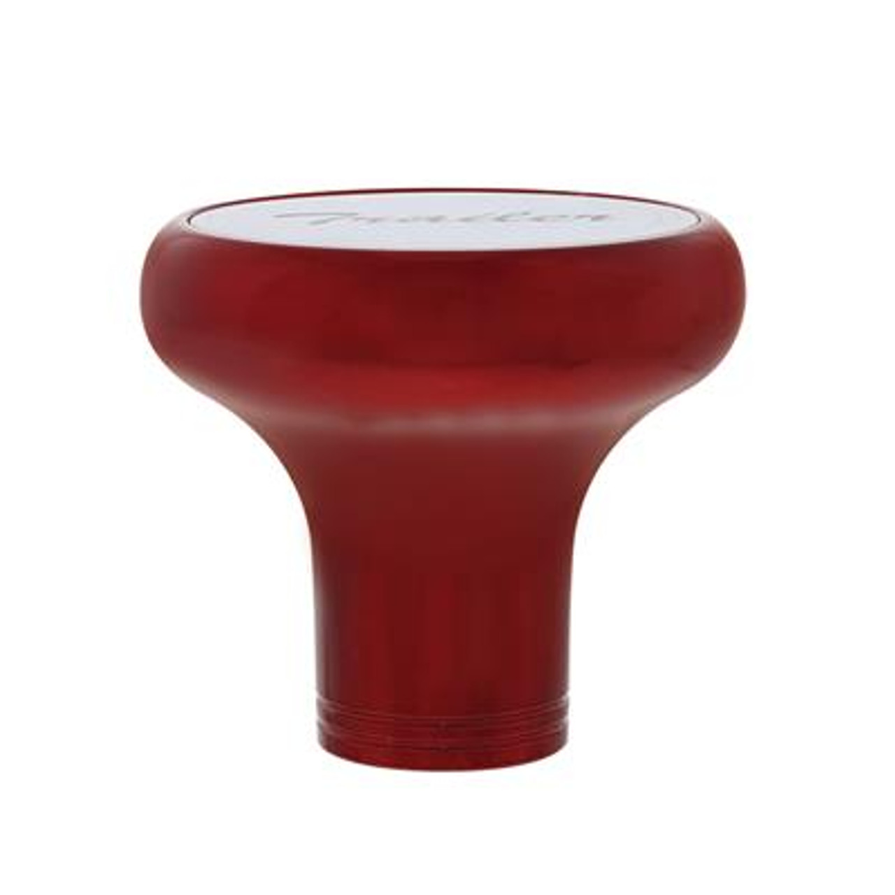 Deluxe Aluminum Screw-On Air Valve Knob With Stainless Trailer Plaque - Candy Red