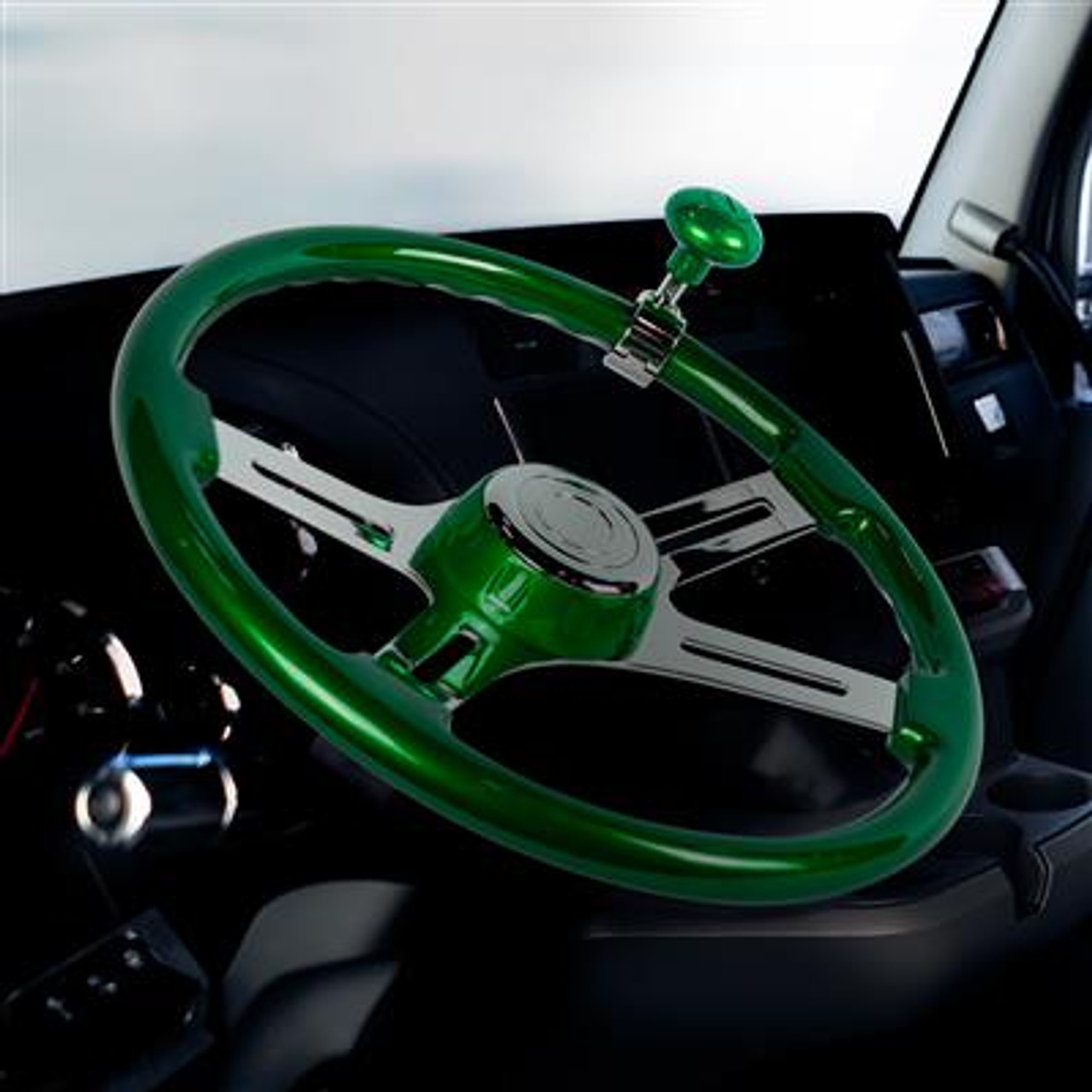 18" Vibrant Color 4 Spoke Steering Wheel - Emerald Green