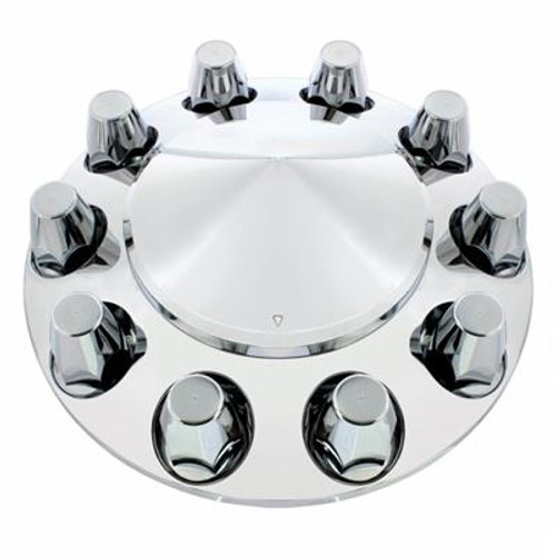 Add some flare to your big rig with some axle covers from United Pacific! We offer a wide selection of axle covers to choose from. Take your pick of chrome plastic or steel, dome or pointed, or even ones with spike thread-on nut covers.