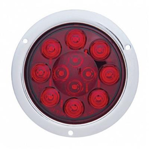 12 LED 4" Round Flange Mount Light (Stop, Turn & Tail) - Red LED/Red Lens