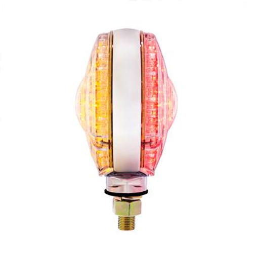 88 LED Single Stud Double Face Turn Signal Light - Amber & Red LED/Clear Lens