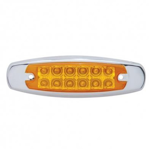 12 LED Reflector Rectangular Light With Bezel (Clearance/Marker) - Amber LED/Amber Lens (Bulk)