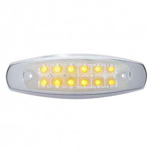 12 LED Reflector Rectangular Light With Bezel (Clearance/Marker) - Amber LED/Clear Lens