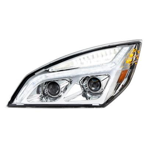 Chrome LED Projection Headlight With LED Position Light For 2018-2022 Freightliner Cascadia - Driver