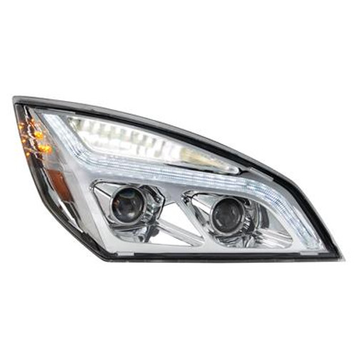 Chrome LED Projection Headlight With LED Position Light For 2018-2022 Freightliner Cascadia - Passenger