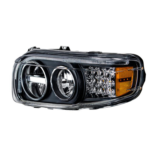 Blackout LED Headlight With LED Turn & Position Light Bar For 2008-2022 Peterbilt 389- Driver