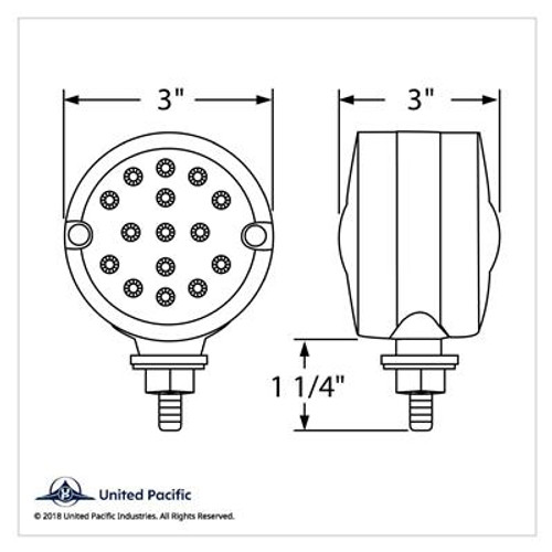 15 LED 3" Dual Function Reflector Double Face Light - Amber LED/Amber Lens