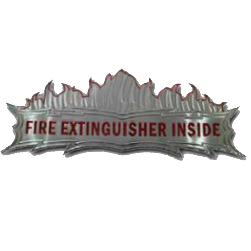 VINYL FIRE EXTINGUISHER DECALS RED FLAMES WHITE FIRE EXTINGUISHER INSIDE LETTERS