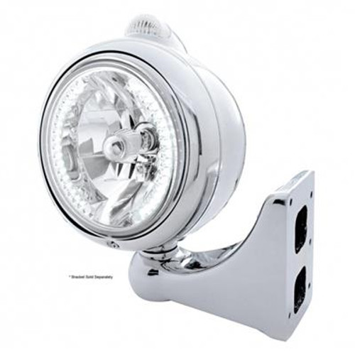 Chrome Guide 682-C Headlight H4 With White LED & Dual Mode LED Signal - Clear Lens