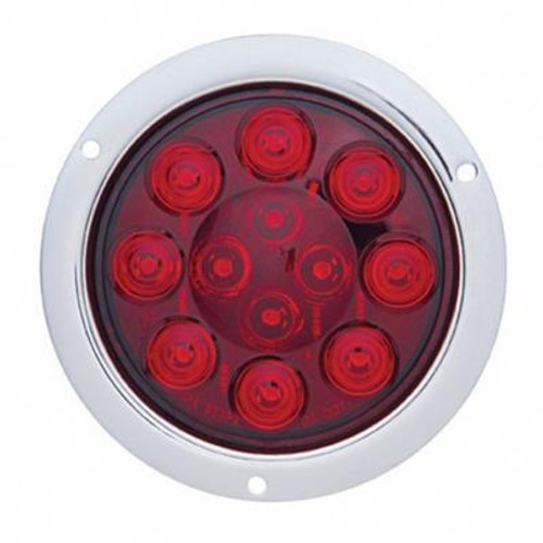 12 LED 4" Round Flange Mount Light (Stop, Turn & Tail) - Red LED/Red Lens (Bulk)