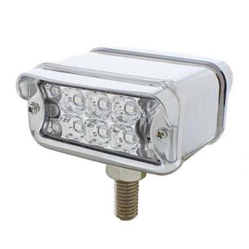 10 LED Dual Function Reflector Double Face Light With Visor - T-Mount -Amber & Red LED/Clear Lens