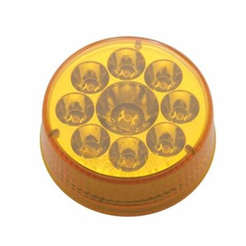 9 LED 2-1/2" Round Pure Reflector Light (Clearance/Marker) - Amber LED/Amber Lens