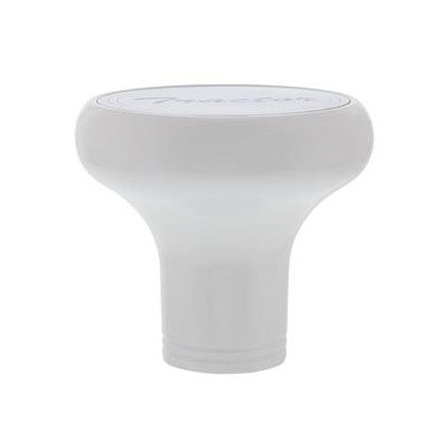 "Tractor" Deluxe Aluminum Screw-On Air Valve Knob With Stainless Plaque - Pearl White