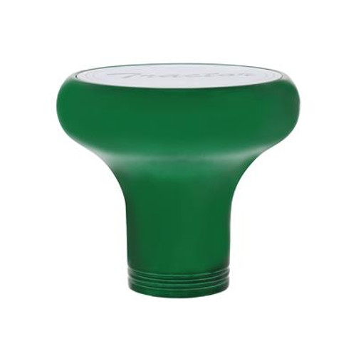 Deluxe Aluminum Screw-On Air Valve Knob With Stainless Tractor Plaque - Emerald Green