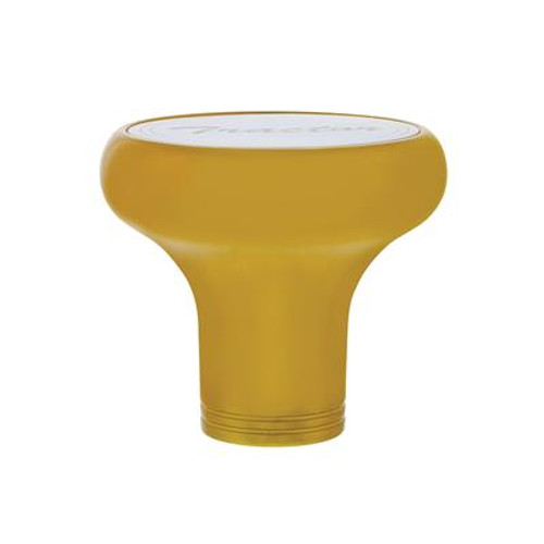 Deluxe Aluminum Screw-On Air Valve Knob With Stainless Tractor Plaque - Electric Yellow