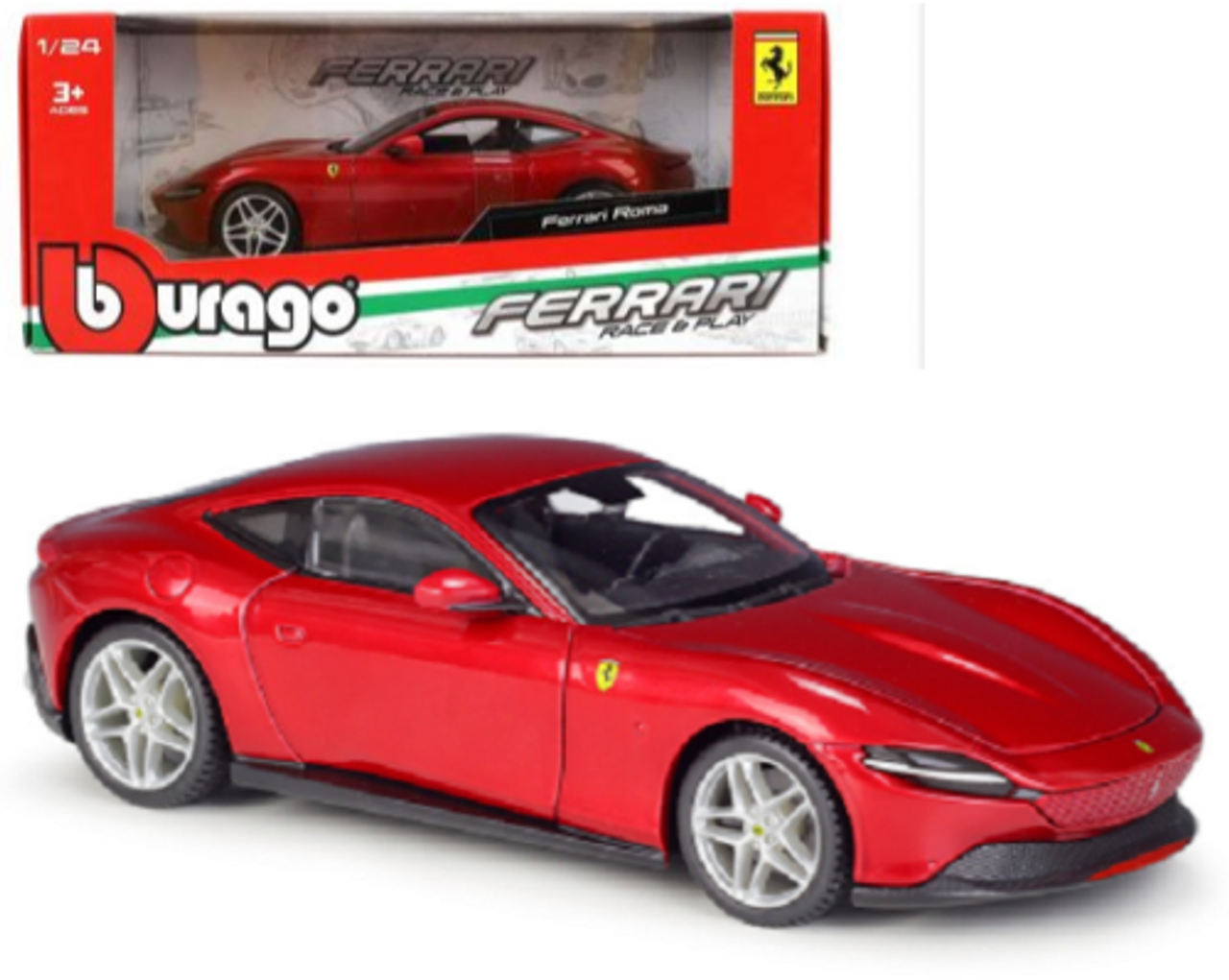 FERRARI ROMA RED 1/24 DIECAST CAR MODEL BY BBURAGO 26029