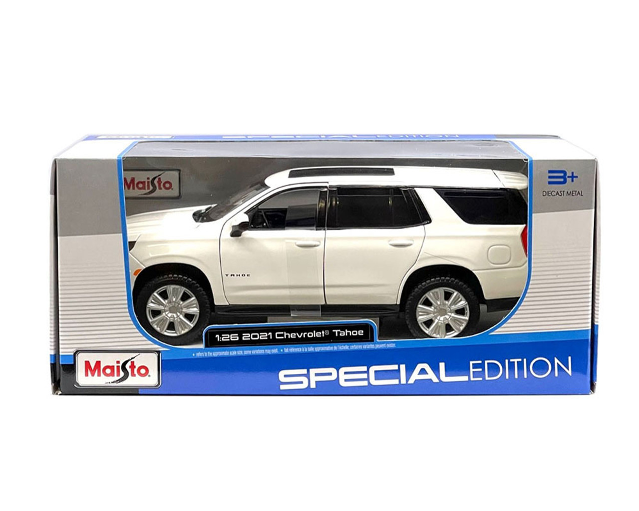 2021 CHEVROLET TAHOE WHITE 1/26 SCALE DIECAST CAR MODEL BY MAISTO