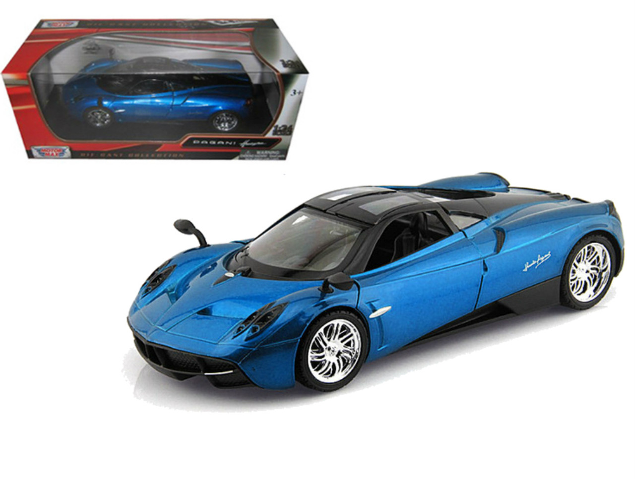 PAGANI HUAYRA BLUE 1/24 SCALE DIECAST CAR MODEL BY MOTOR MAX 79312