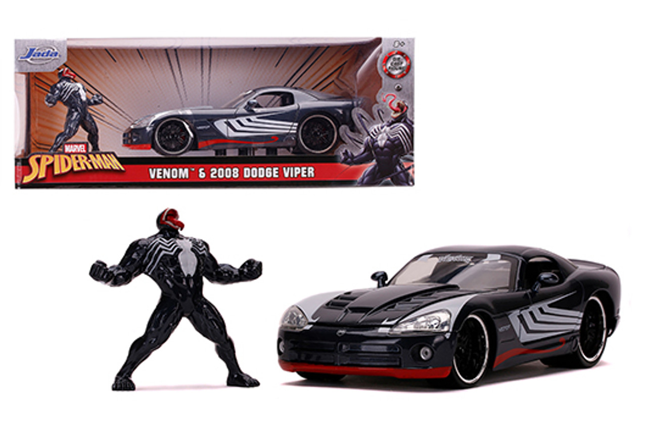 2008 DODGE VIPER MARVEL SPIDERMAN VENOM DIECAST FIGURE 1/24 SCALE DIECAST  CAR MODEL BY JADA TOYS 31750