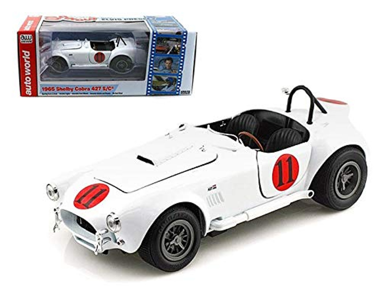 1965 Shelby Cobra 427 S/C #11 Elvis Presley Spinout White 1/18 Scale  Diecast Car Model By Auto World AWSS104