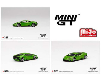 LAMBORGHINI HURACAN EVO VERDIS MANTIS LHD GREEN EXCLUSIVE 1/64 SCALE DIECAST CAR MODEL BY TSM MINI GT MGT00328