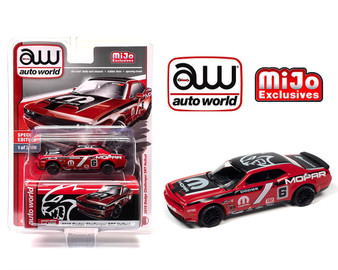 2019 DODGE CHALLENGER SRT HELLCAT MOPAR RED 1/64 SCALE DIECAST CAR MODEL BY AUTO WORLD CP7943