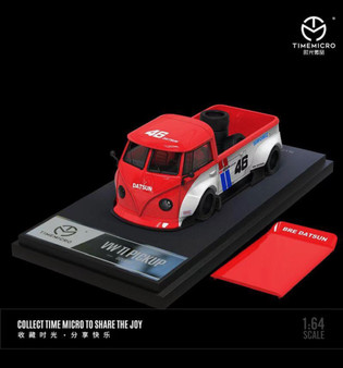 VOLKSWAGEN T1 WIDE BODY #46 BRE DATSUN LIVERY WITH 4 TIRES IN BED 699 MADE 1/64 SCALE DIECAST CAR MODEL BY TIME MICRO TMVWBRE