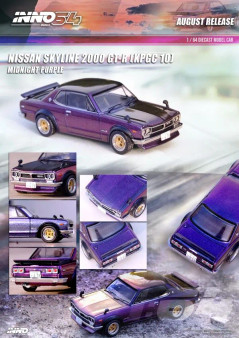 NISSAN SKYLINE 2000 GT-R KPGC10 MIDNIGHT PURPLE II 1/64 SCALE DIECAST CAR MODEL BY INNO64 INNO IN64-KPGC10-MPII