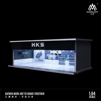 HKS LIVERY GARAGE MAINTENANCE SHOP DIORAMA WITH LED LIGHTS FOR 1/64 SCALE DIECAST CAR MODELS BY MOREART MO914057