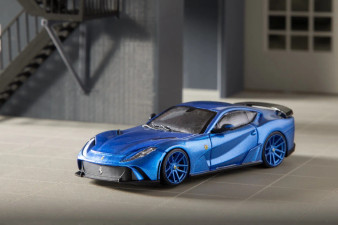 FERRARI NOVITEC 812 N-LARGO WITH HOOD OPENING BLUE 1/64 SCALE DIECAST CAR MODEL BY STANCE HUNTERS SH812BL