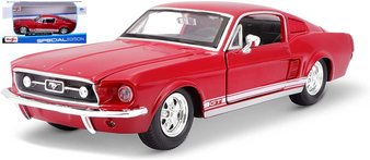 1967 FORD MUSTANG GT RED 1/24 SCALE DIECAST CAR MODEL BY MAISTO 31260