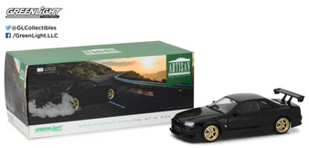 1999 Nissan Skyline GT-R R34 Black 1/18 Scale Diecast Car Model By Greenlight Artisan Collection 19030